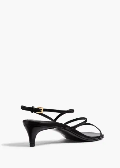 Khaite Loop Kitten Heel Sandal In Black Leather | Thumbnail 3