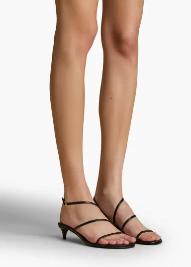 Khaite Loop Kitten Heel Sandal In Black Leather | Thumbnail 4