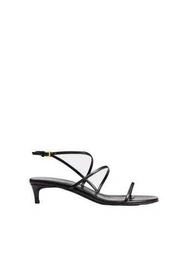 Khaite Loop Kitten Heel Sandal In Black Leather | Thumbnail 1