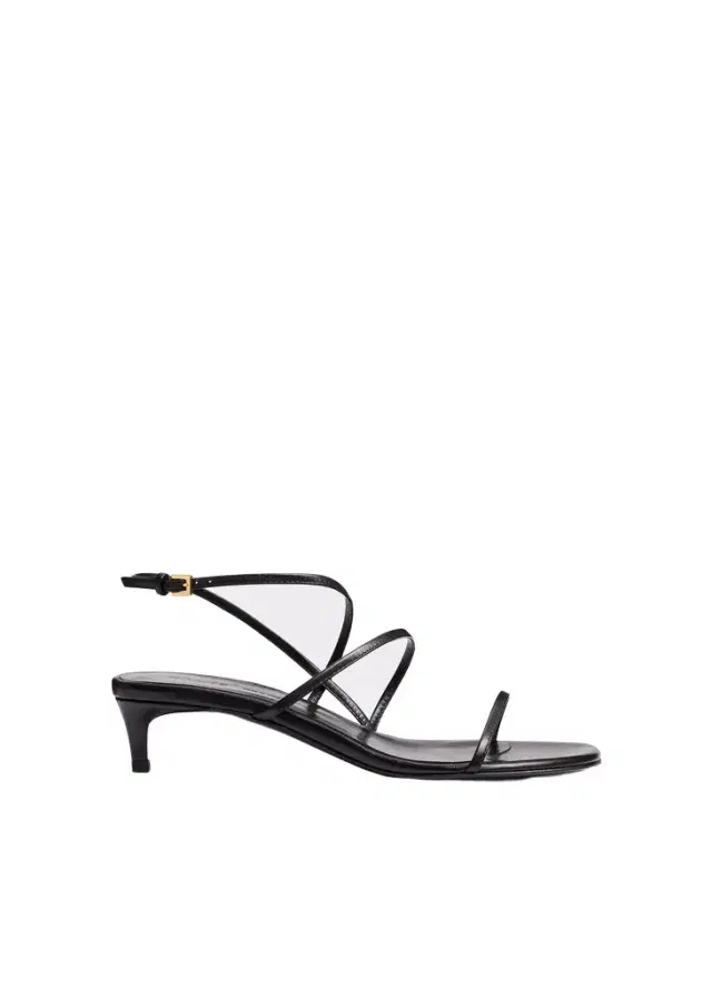Khaite Loop Kitten Heel Sandal In Black Leather