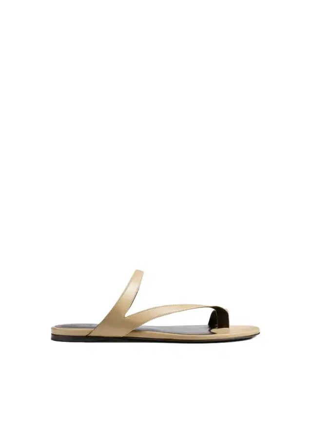 Khaite Aimee Flat Sandal In Beige Leather