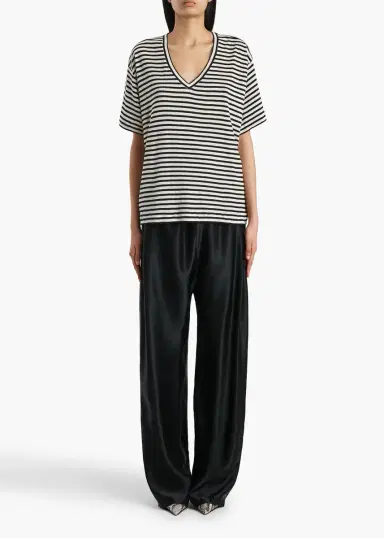 Khaite Linda T-Shirt In Black And Off White | Thumbnail 2