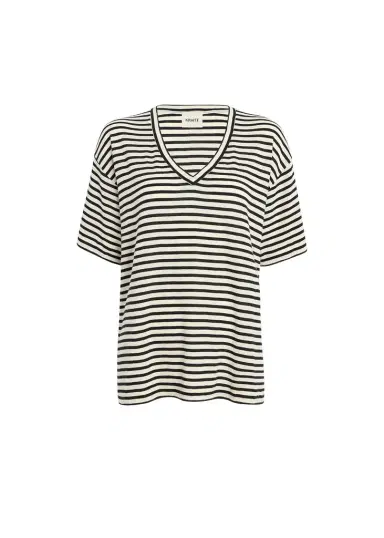 Khaite Linda T-Shirt In Black And Off White | Thumbnail 1