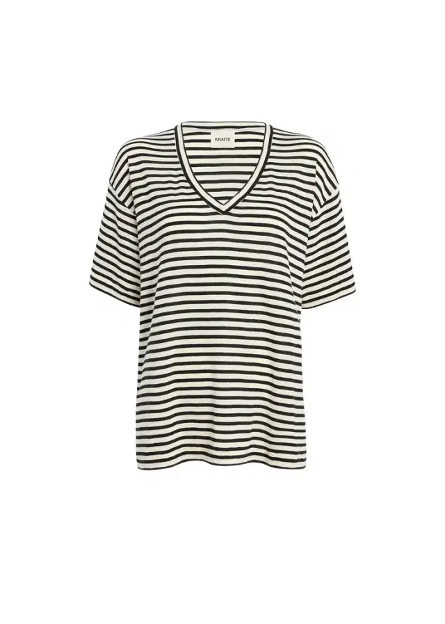 Khaite Linda T-Shirt In Black And Off White