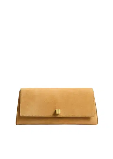 Khaite Audrey Clutch In Goldenrod Suede | Thumbnail 1