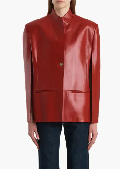 Khaite Dolso Jacket In Deep Red Leather | Thumbnail 3