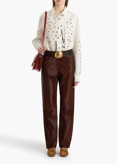 Khaite Callum Pant In Bordeaux Haircalf | Thumbnail 2