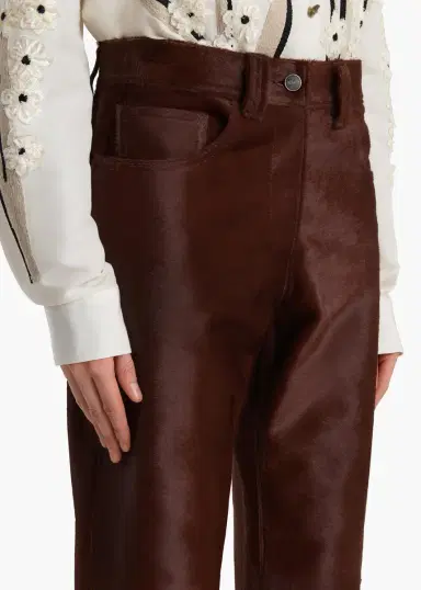 Khaite Callum Pant In Bordeaux Haircalf | Thumbnail 5