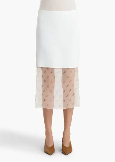 Khaite Sybil Skirt In Chalk With Ditsy Rose Print | Thumbnail 3 Khaite Sybil Skirt In Chalk With Ditsy Rose Print | Thumbnail 3