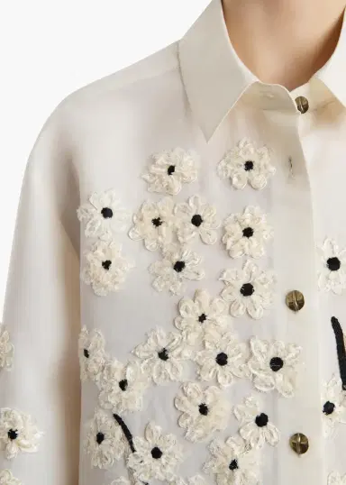 Khaite Argo Top In Natural With Floral Embroidery | Thumbnail 5 Khaite Argo Top In Natural With Floral Embroidery | Thumbnail 5