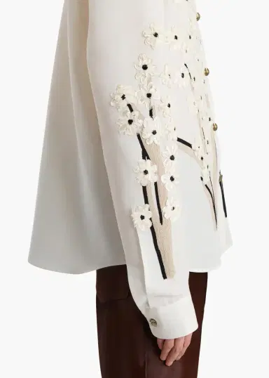 Khaite Argo Top In Natural With Floral Embroidery | Thumbnail 6 Khaite Argo Top In Natural With Floral Embroidery | Thumbnail 6