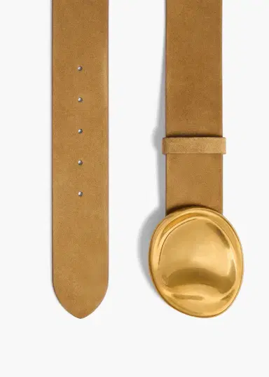 Khaite Keefe Belt In Mud Suede With Gold | Thumbnail 2