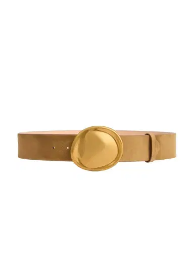 Khaite Keefe Belt In Mud Suede With Gold | Thumbnail 1