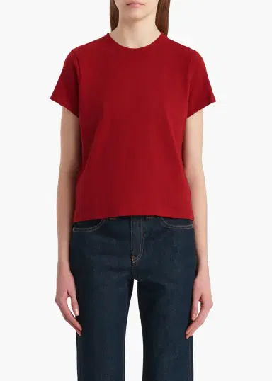Khaite Emmylou T-Shirt In Crimson | Thumbnail 3 Khaite Emmylou T-Shirt In Crimson | Thumbnail 3
