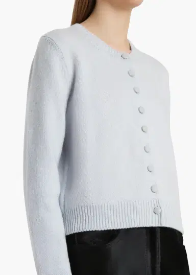 Khaite Everheart Cardigan In Ice Blue With Suede Buttons | Thumbnail 5