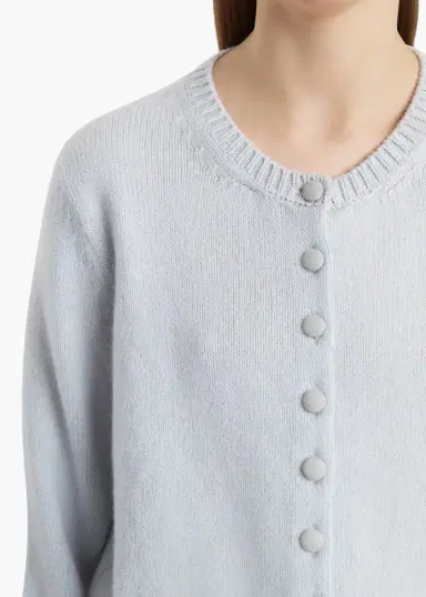 Khaite Everheart Cardigan In Ice Blue With Suede Buttons | Thumbnail 6