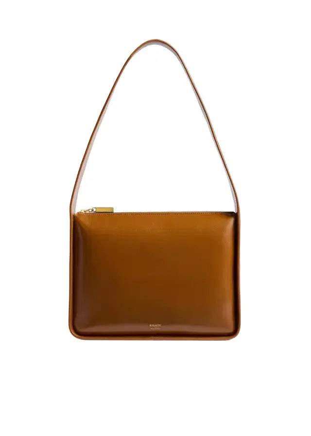 Khaite Lori Squared Bag In Dark Honey Crackle Patent Leather