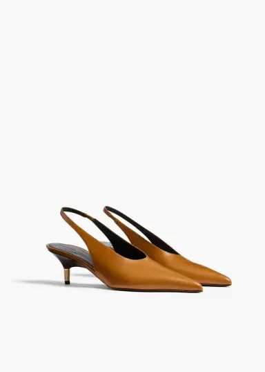 Khaite Bella Low Pump In Cuoio Glazed Leather | Thumbnail 2 Khaite Bella Low Pump In Cuoio Glazed Leather | Thumbnail 2