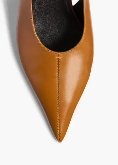 Khaite Bella Low Pump In Cuoio Glazed Leather | Thumbnail 3 Khaite Bella Low Pump In Cuoio Glazed Leather | Thumbnail 3