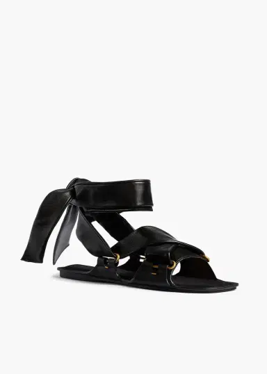 Khaite Boden Tied Sandal In Black Leather | Thumbnail 2 Khaite Boden Tied Sandal In Black Leather | Thumbnail 2