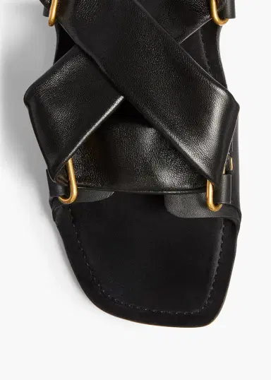 Khaite Boden Tied Sandal In Black Leather | Thumbnail 3 Khaite Boden Tied Sandal In Black Leather | Thumbnail 3