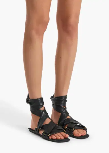Khaite Boden Tied Sandal In Black Leather | Thumbnail 4 Khaite Boden Tied Sandal In Black Leather | Thumbnail 4