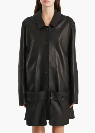 Khaite Harmon Coat In Black Washed Leather | Thumbnail 2 Khaite Harmon Coat In Black Washed Leather | Thumbnail 2