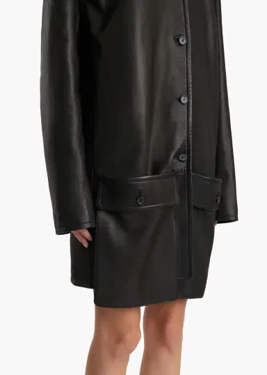 Khaite Harmon Coat In Black Washed Leather | Thumbnail 4 Khaite Harmon Coat In Black Washed Leather | Thumbnail 4