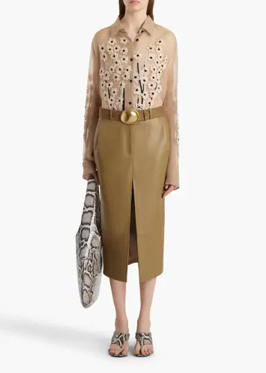 Khaite Anden Skirt In Golden Ochre Leather | Thumbnail 2