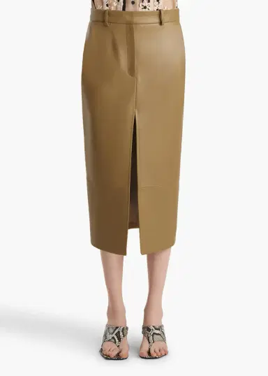 Khaite Anden Skirt In Golden Ochre Leather | Thumbnail 3