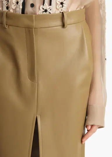 Khaite Anden Skirt In Golden Ochre Leather | Thumbnail 5
