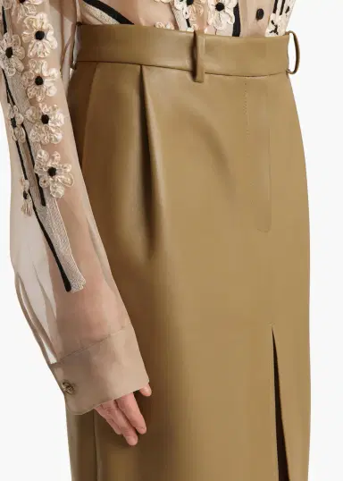 Khaite Anden Skirt In Golden Ochre Leather | Thumbnail 6
