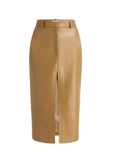 Khaite Anden Skirt In Golden Ochre Leather | Thumbnail 1