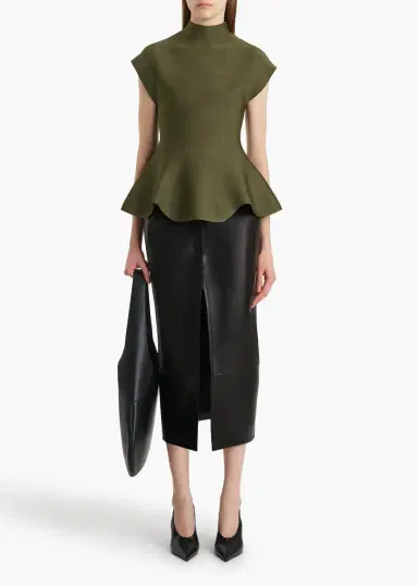 Khaite Anden Skirt In Black Leather | Thumbnail 2