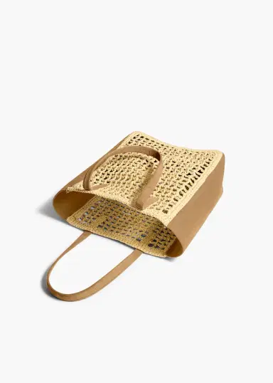 Khaite Small Zoe Tote In Natural Raffia With Mud Suede | Thumbnail 3 Khaite Small Zoe Tote In Natural Raffia With Mud Suede | Thumbnail 3