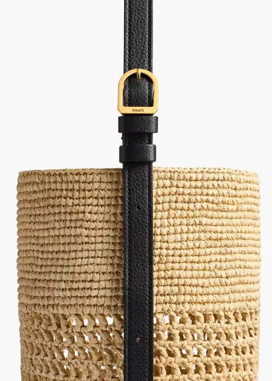 Khaite Small Billie Bucket Bag In Natural And Lead Raffia | Thumbnail 4 Khaite Small Billie Bucket Bag In Natural And Lead Raffia | Thumbnail 4