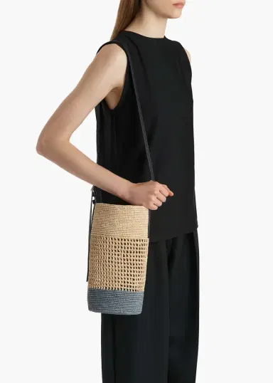 Khaite Small Billie Bucket Bag In Natural And Lead Raffia | Thumbnail 5 Khaite Small Billie Bucket Bag In Natural And Lead Raffia | Thumbnail 5