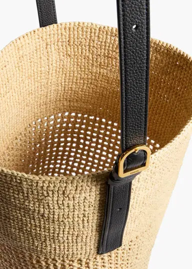 Khaite Billie Bucket Bag In Natural And Lead Raffia | Thumbnail 3 Khaite Billie Bucket Bag In Natural And Lead Raffia | Thumbnail 3