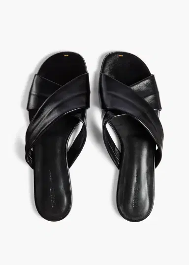 Khaite Liria Flat Sandal In Black Glazed Leather | Thumbnail 4 Khaite Liria Flat Sandal In Black Glazed Leather | Thumbnail 4