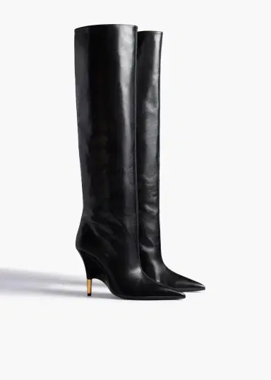 Khaite Bella Knee-High Boot In Black Leather | Thumbnail 2 Khaite Bella Knee-High Boot In Black Leather | Thumbnail 2