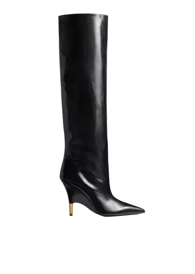 Khaite Bella Knee-High Boot In Black Leather | Thumbnail 1 Khaite Bella Knee-High Boot In Black Leather | Thumbnail 1