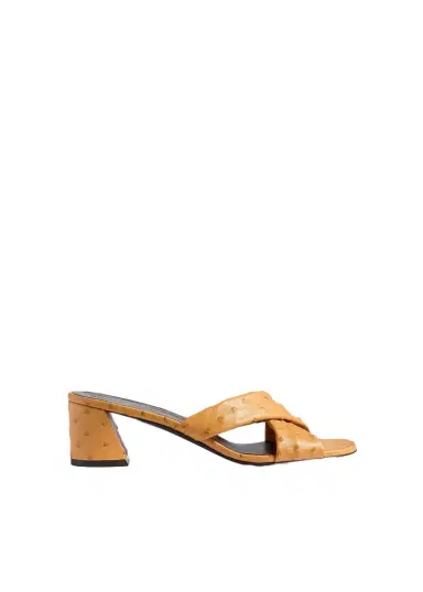 Khaite Liria Sandal In Chestnut Ostrich | Thumbnail 1 Khaite Liria Sandal In Chestnut Ostrich | Thumbnail 1