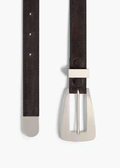 Khaite Small Lucca Belt In Dark Brown Suede With Silver | Thumbnail 2