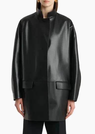 Khaite Mura Coat In Black Leather | Thumbnail 3