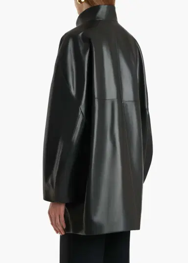 Khaite Mura Coat In Black Leather | Thumbnail 4