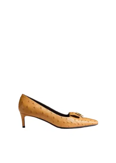 Khaite Celia Pocket Pump In Chestnut Ostrich | Thumbnail 1 Khaite Celia Pocket Pump In Chestnut Ostrich | Thumbnail 1