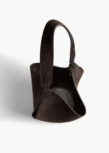 Khaite Mini Lotus Tote In Dark Brown Suede | Thumbnail 3 Khaite Mini Lotus Tote In Dark Brown Suede | Thumbnail 3