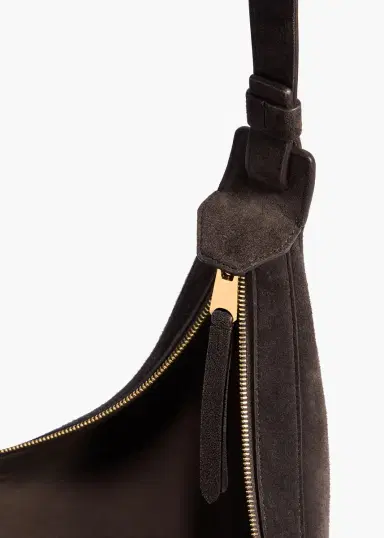 Khaite Small Augustina Crossbody Bag In Dark Brown Suede | Thumbnail 3
