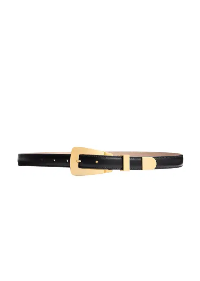 Khaite Small Lucca Belt In Black Leather With Gold