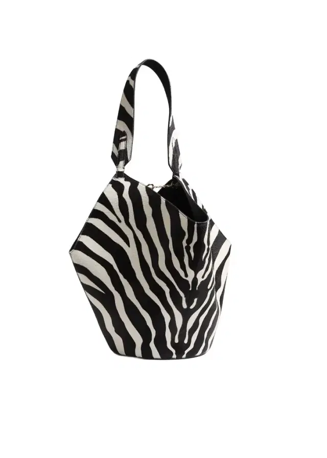 Small Lotus Tote In Zebra Print Haircalf And Black Suede